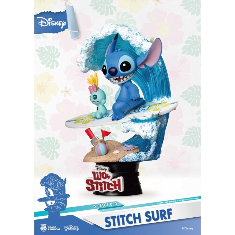 Disney Summer Series diorama PVC D-Stage Stitch Surf 15 cm