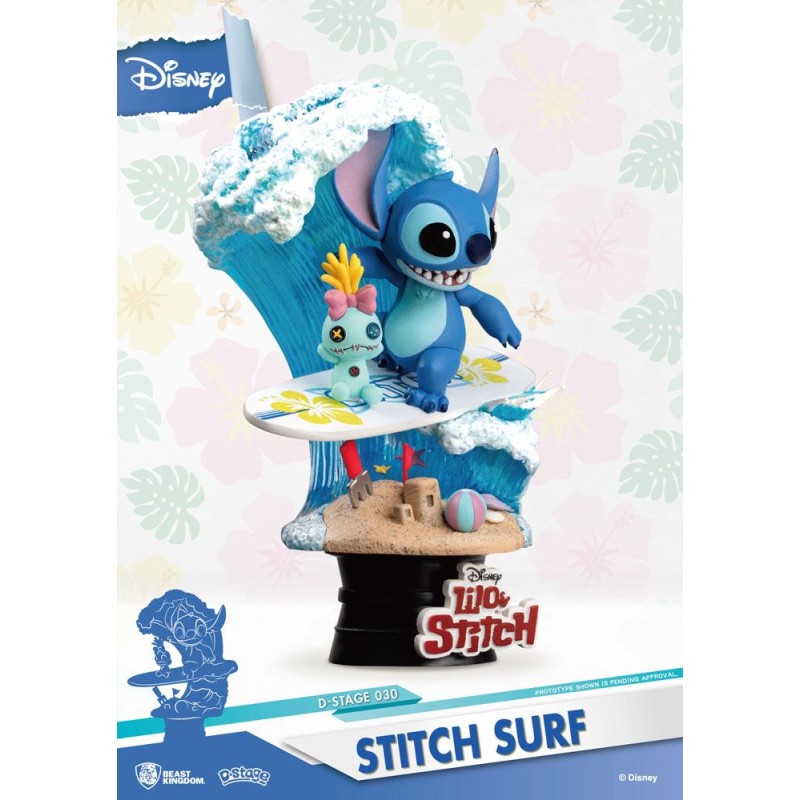 Disney Summer Series diorama PVC D-Stage Stitch Surf 15 cm