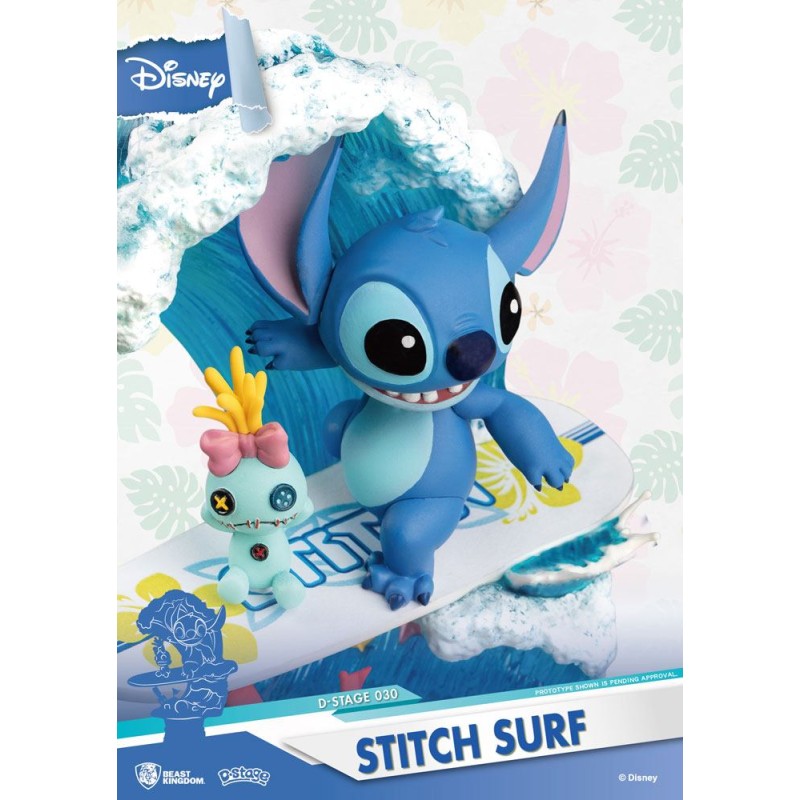 Disney Summer Series diorama PVC D-Stage Stitch Surf 15 cm