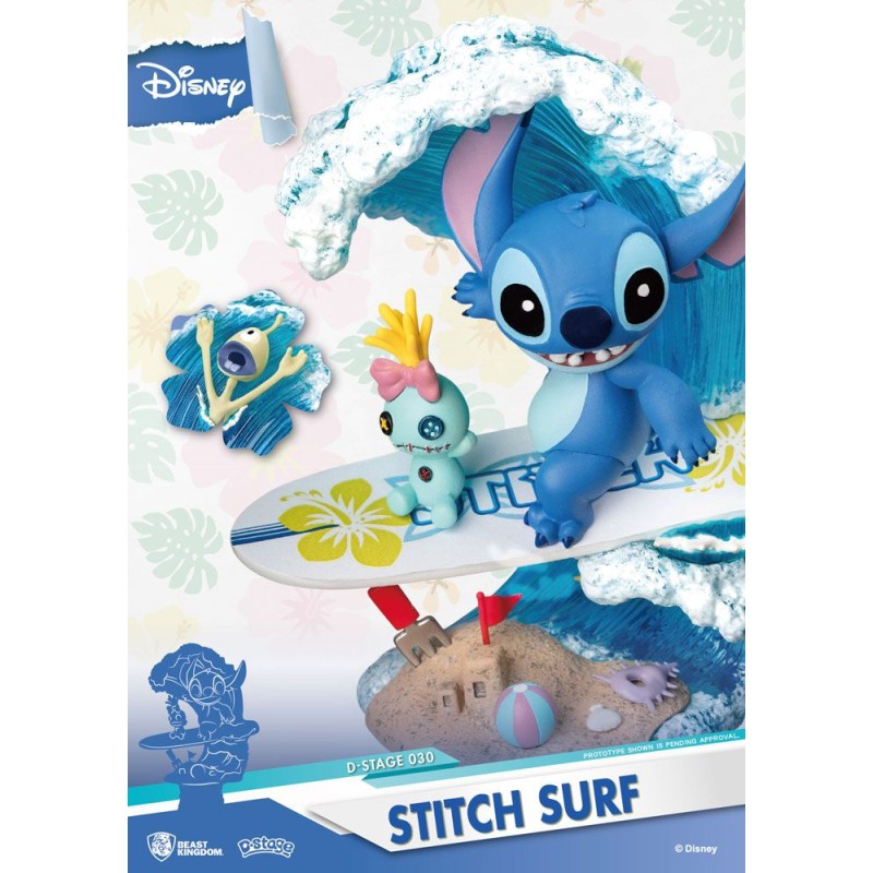 Disney Summer Series diorama PVC D-Stage Stitch Surf 15 cm