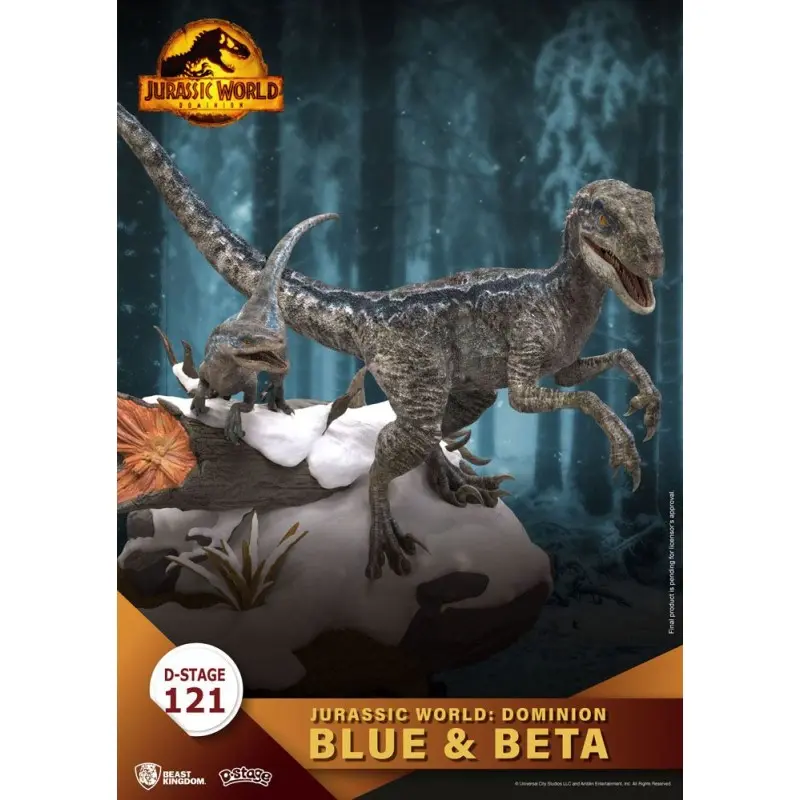 Jurassic World : Le Monde d'après D-Stage PVC Diorama Blue & Beta 13 cm reproduction | 4711203451433