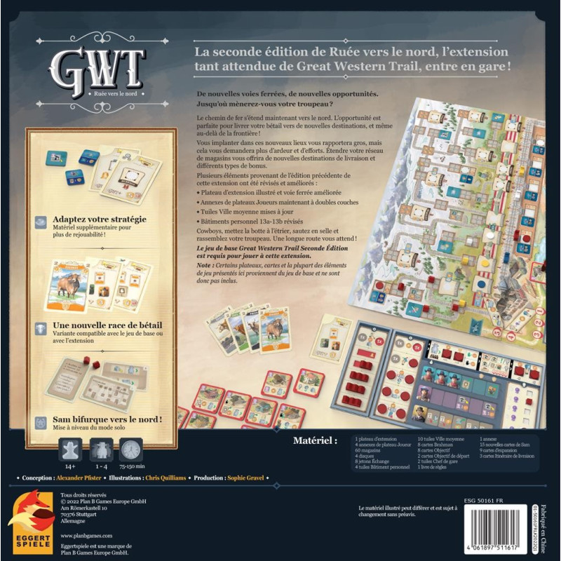Spel: Great Western Trail 2.0 - Ext. Northern Rush
Uitgever: Plan B Games
Engelse versie