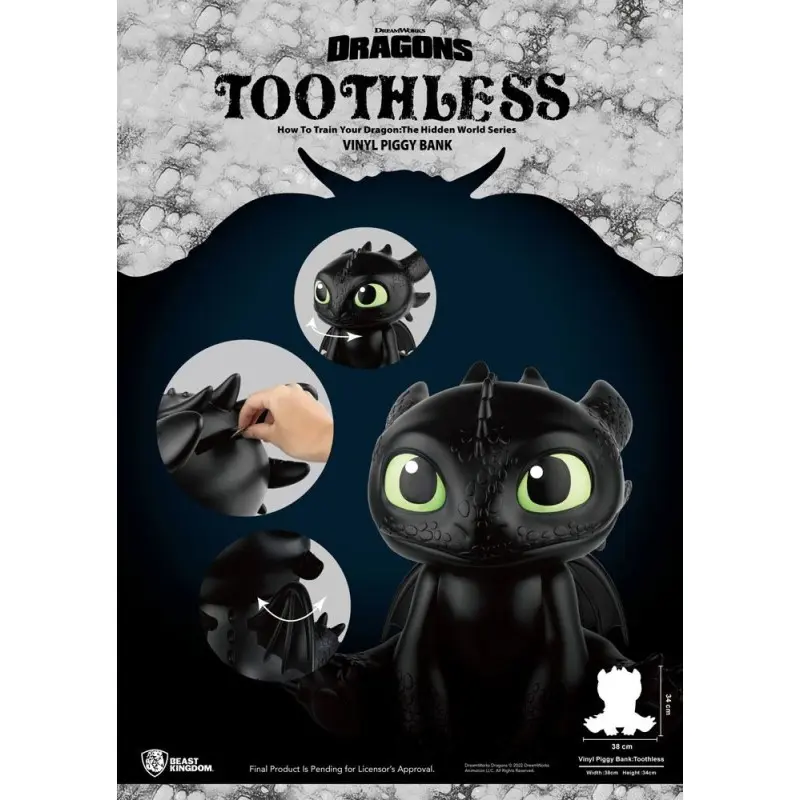 Dragons tirelire Piggy Vinyl Toothless 30 cm | 4711203446774