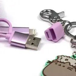 Pusheen Câble de chargement USB 3in1 avec porte-clés Pom Pom | 5060491776759