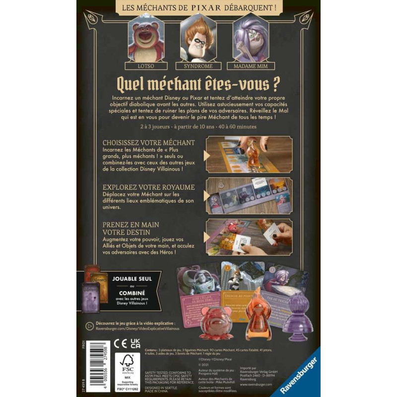 jeu : Disney Villainous - Extension 5 - Plus grands, Plus méchants !
éditeur : Ravensburger
version française