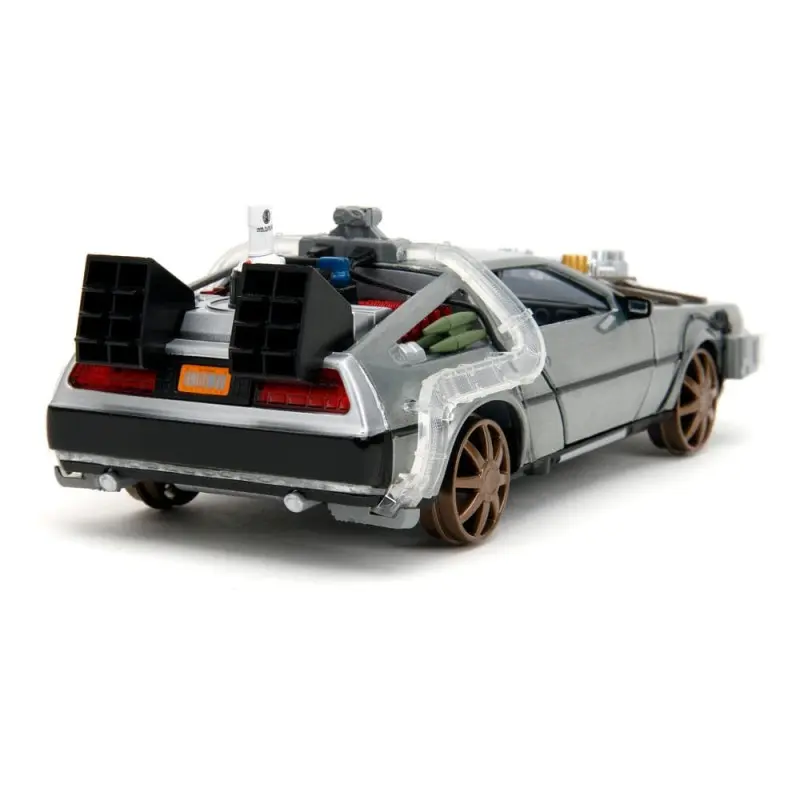 Retour vers le Futur III DeLorean Time Machine Railroad Wheels 1/24 métal Hollywood Rides | 0801310349960
