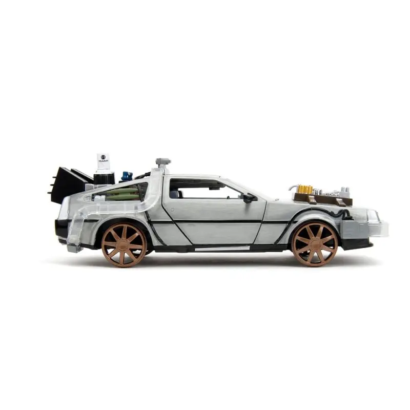 Retour vers le Futur III DeLorean Time Machine Railroad Wheels 1/24 métal Hollywood Rides | 0801310349960