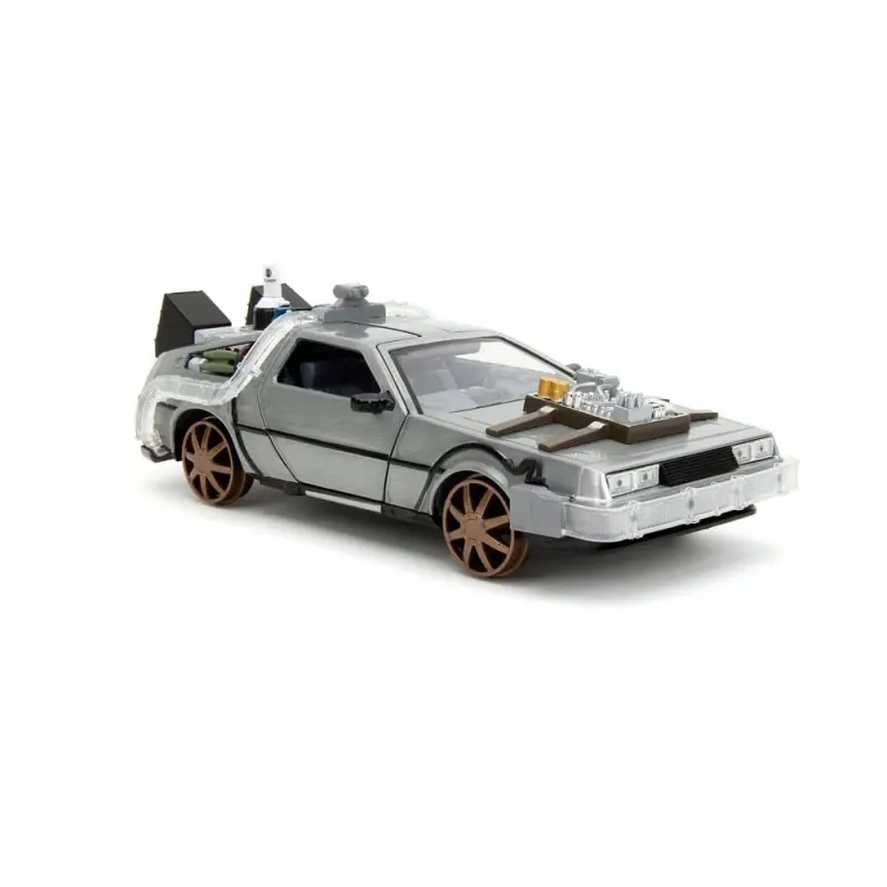 Retour vers le Futur III DeLorean Time Machine Railroad Wheels 1/24 métal Hollywood Rides | 0801310349960