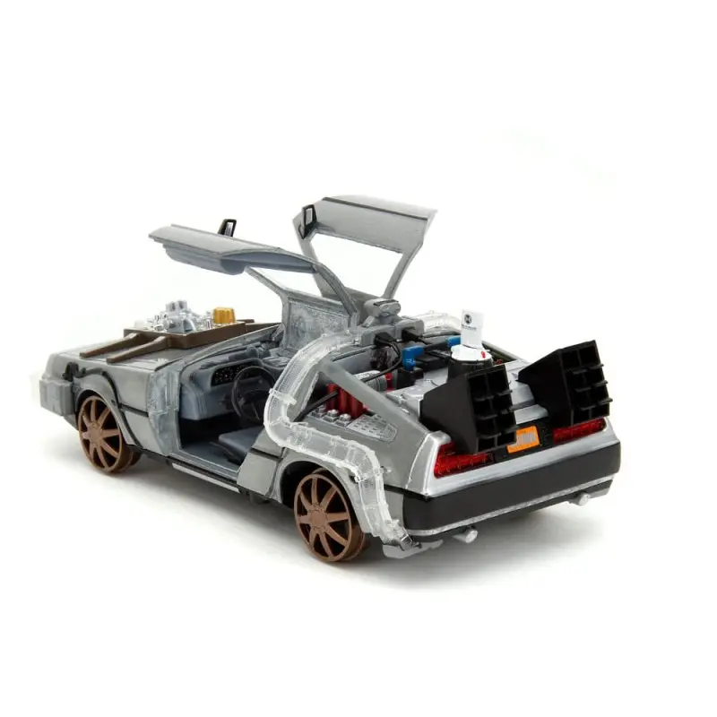 Retour vers le Futur III DeLorean Time Machine Railroad Wheels 1/24 métal Hollywood Rides | 0801310349960