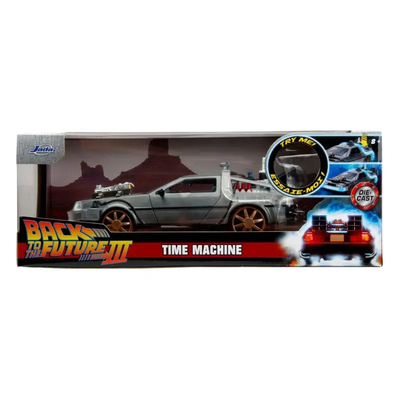 Retour vers le Futur III DeLorean Time Machine Railroad Wheels 1/24 métal Hollywood Rides | 0801310349960