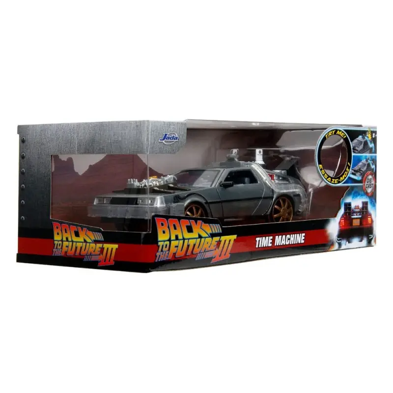 Retour vers le Futur III DeLorean Time Machine Railroad Wheels 1/24 métal Hollywood Rides | 0801310349960