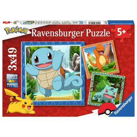 Puzzel: Pokémon - Charmander, Bulbasaur en Squirtle 3x49 stukjes
Uitgever: Ravensburger