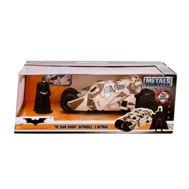 Batman The Dark Knight 1/24 2008 Batmobile Camo métal avec figurine | 0801310985436