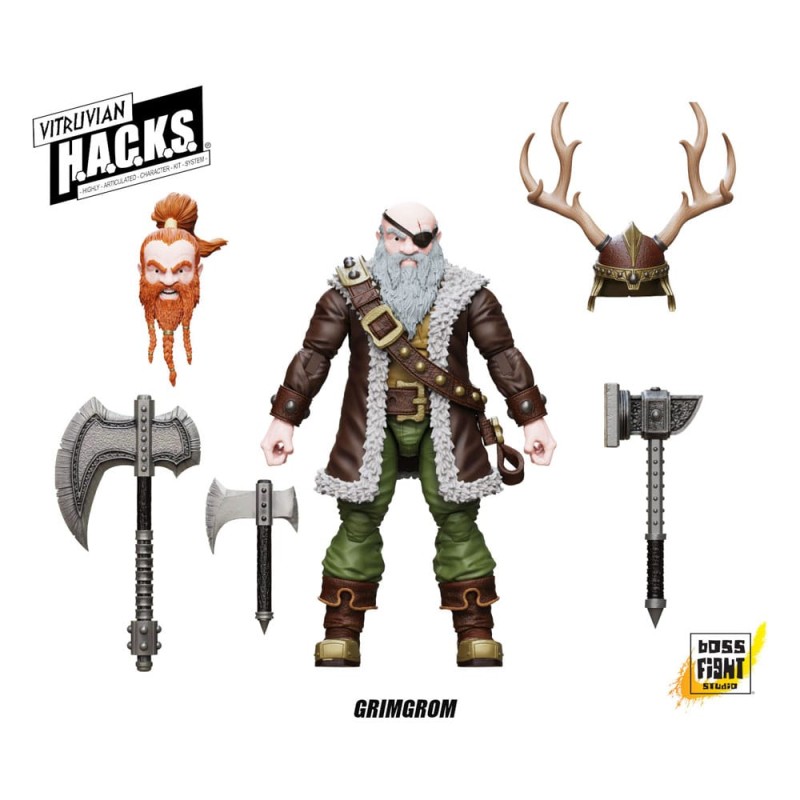 Vitruvian H.A.C.K.S. figurine Dwarf Mercenary Grimgrom 