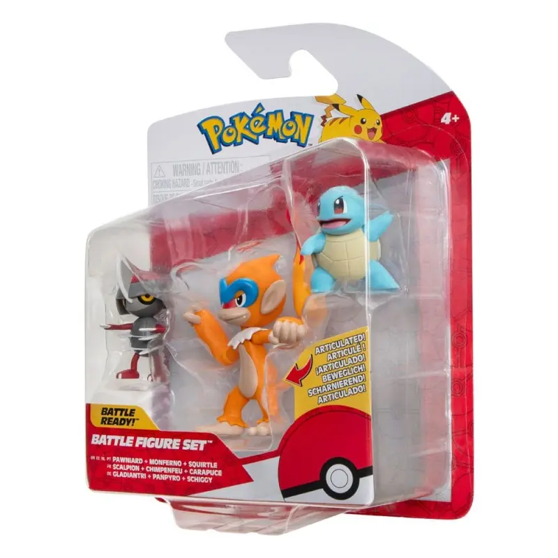 Pokémon pack 3 figurines Battle Figure Set Scalpion, Carapuce no.1, Chimpenfeu 5 cm | 0191726481379