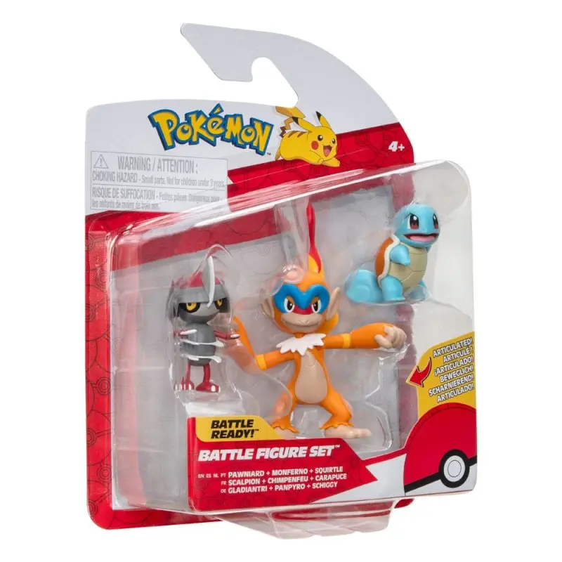 Pokémon pack 3 figurines Battle Figure Set Scalpion, Carapuce no.1, Chimpenfeu 5 cm | 0191726481379