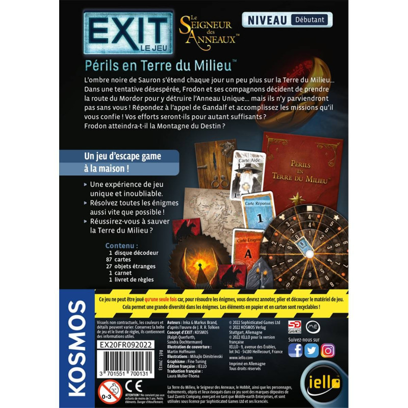 jeu : Exit : Le Seigneur des Anneaux - Périls en Terre du Milieu
éditeur : Iello
version française