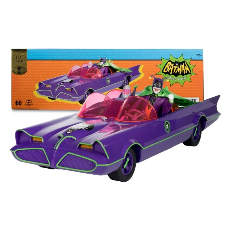 DC Retro figurine avec voiture Batman 66 Batmobil with Joker (Gold Label) | 0787926150179