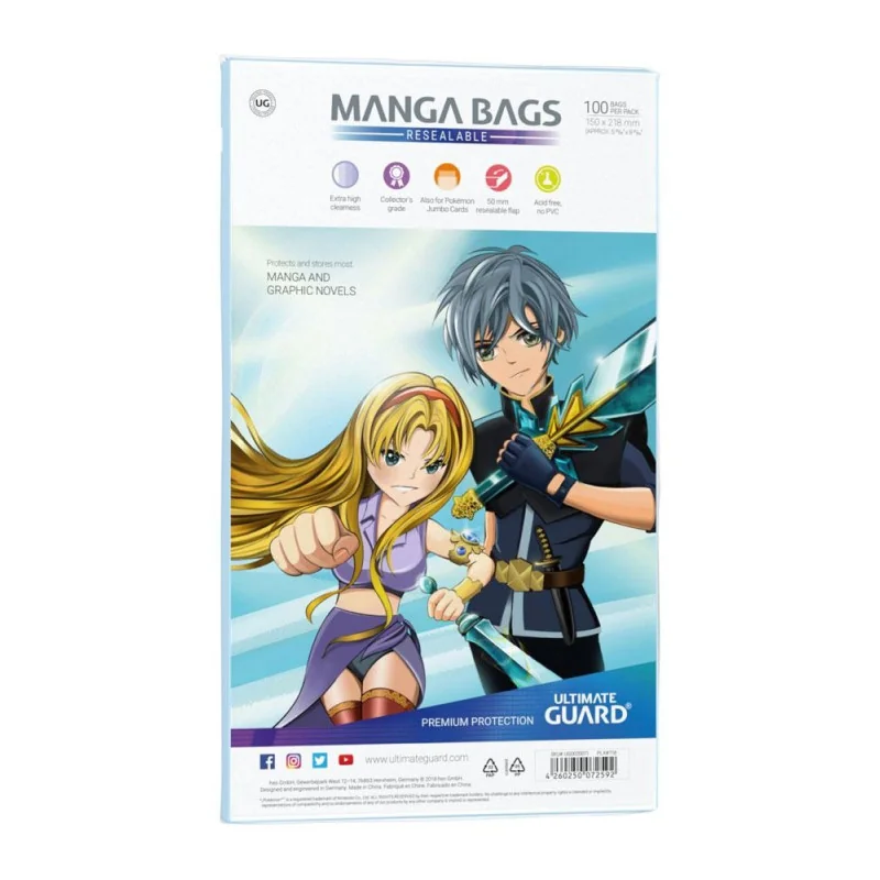 Product: 100 hersluitbare Manga zakjes
Merk: Ultimate Guard