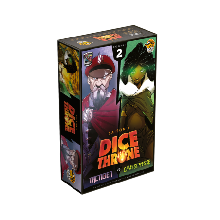 jeu : Dice Throne S2 - Tacticien vs. Chasseresse éditeur : Lucky Duck Games version française jeu : Dice Throne S2 - Tacticien vs. Chasseresse éditeur : Lucky Duck Games version française