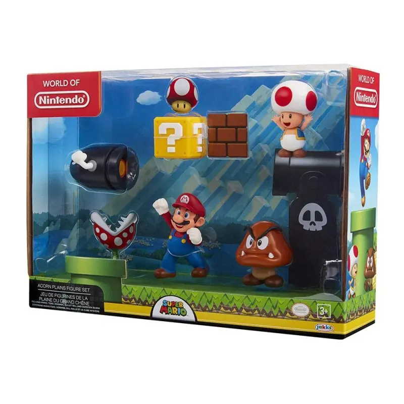 World of Nintendo pack 5 figurines New Super Mario Bros. U Acorn Plains 6 cm | 0039897645100