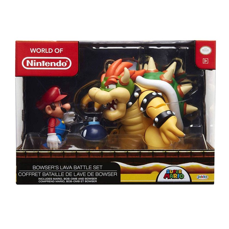 World of Nintendo pack 3 figurines Mario vs. Bowser Lava Battle 6-15 cm 