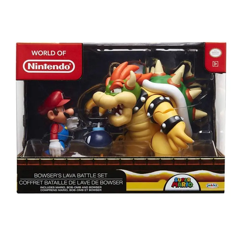 World of Nintendo pack 3 figurines Mario vs. Bowser Lava Battle 6-15 cm  | 0039897645124