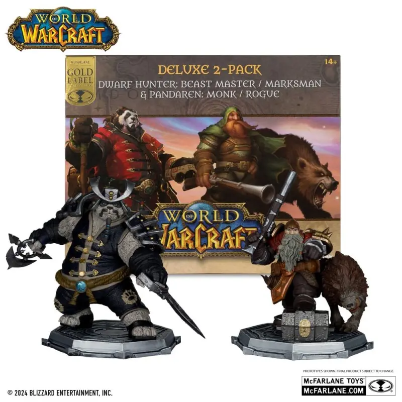 World of Warcraft Pack 2 statuettes PVC 1/12 Dwarf Hunter: Beast Master & Pandaren: Monk (Gold Label) 15 cm | 0787926167078