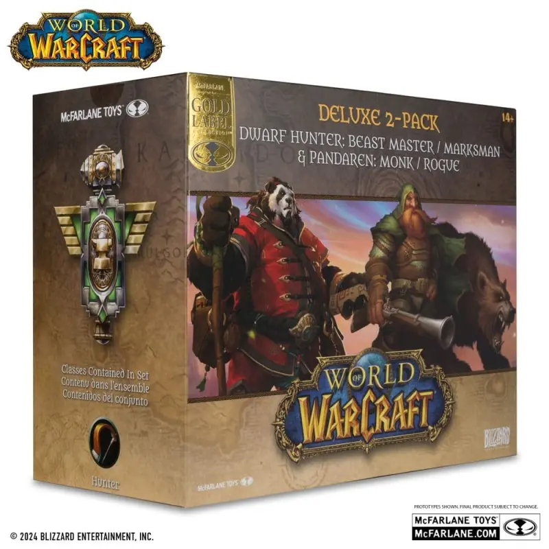 World of Warcraft Pack 2 statuettes PVC 1/12 Dwarf Hunter: Beast Master & Pandaren: Monk (Gold Label) 15 cm | 0787926167078