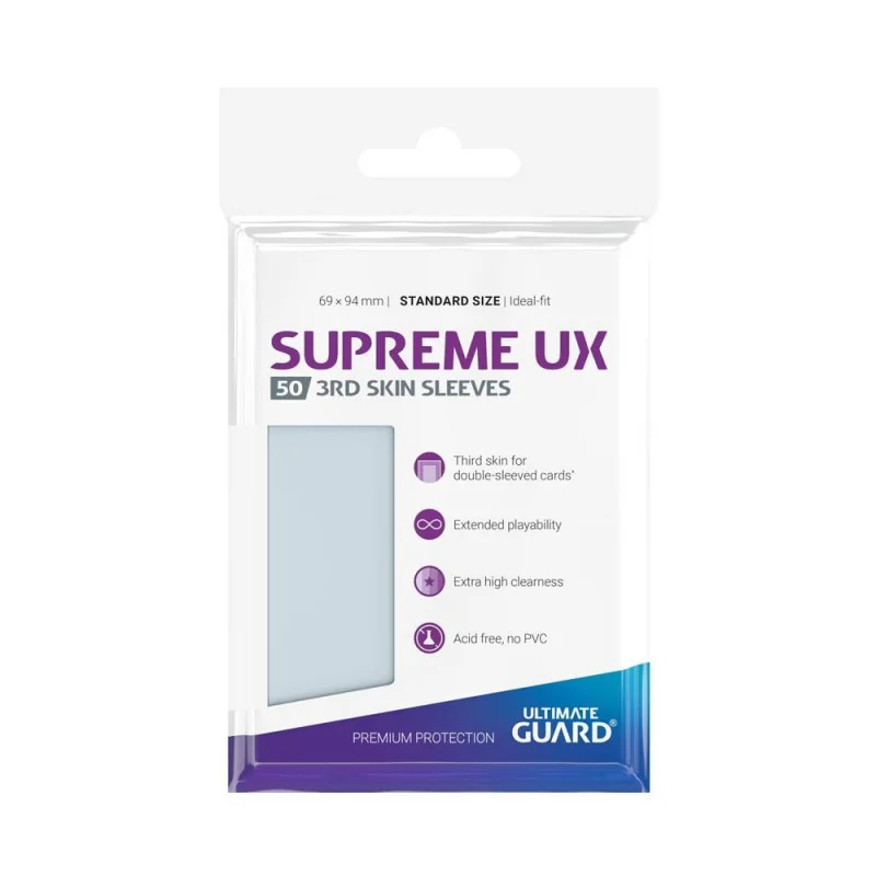 Ultimate Guard 50 pochettes Supreme UX 3rd Skin Sleeves taille standard Transparent | 4056133017022