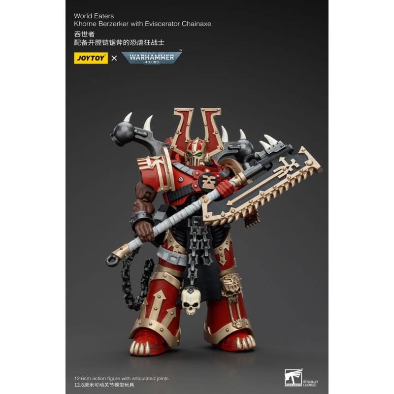 Warhammer 40k figurine 1/18 World Eaters Khorne Berzerker with Eviscerator Chainaxe 13 cm           | 6927054400553