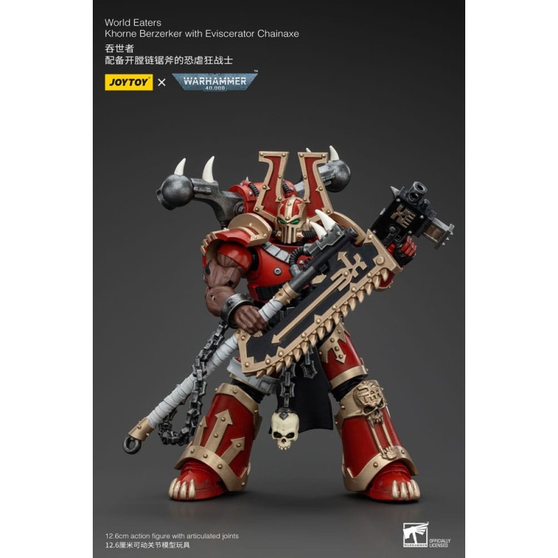 Warhammer 40k figurine 1/18 World Eaters Khorne Berzerker with Eviscerator Chainaxe 13 cm           | 6927054400553