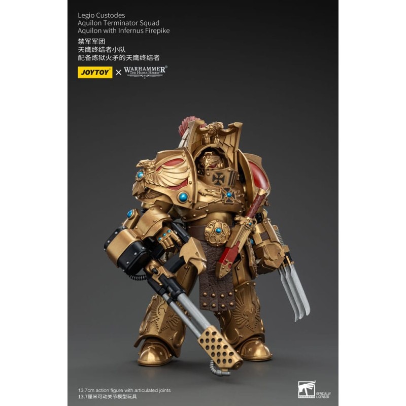 Warhammer The Horus Heresy figurine 1/18 Legio Custodes Aquilon Terminator Squad Aquilon with Infernus Firepike 14 cm