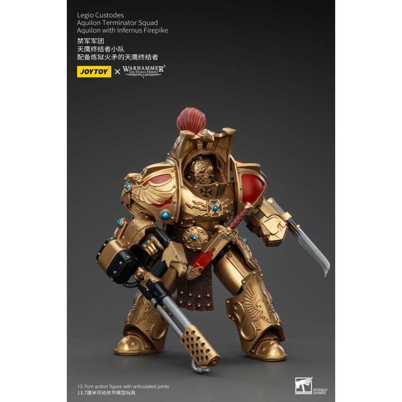 Warhammer The Horus Heresy figurine 1/18 Legio Custodes Aquilon Terminator Squad Aquilon with Infernus Firepike 14 cm