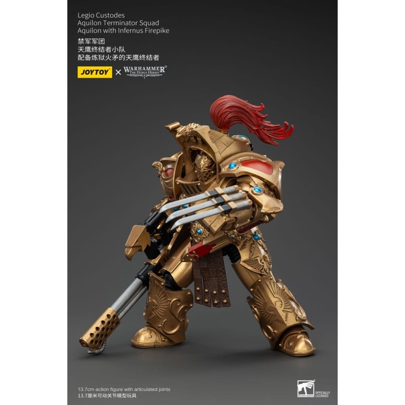 Warhammer The Horus Heresy figurine 1/18 Legio Custodes Aquilon Terminator Squad Aquilon with Infernus Firepike 14 cm