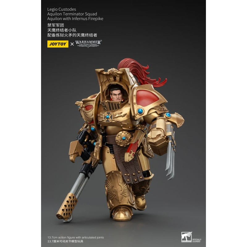 Warhammer The Horus Heresy figurine 1/18 Legio Custodes Aquilon Terminator Squad Aquilon with Infernus Firepike 14 cm