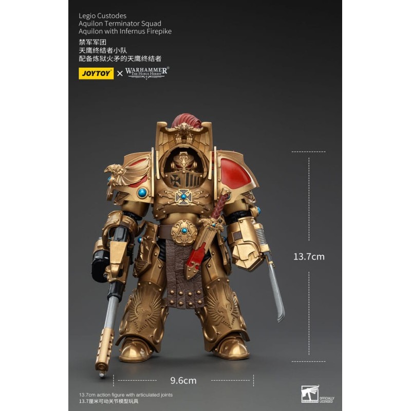 Warhammer The Horus Heresy figurine 1/18 Legio Custodes Aquilon Terminator Squad Aquilon with Infernus Firepike 14 cm