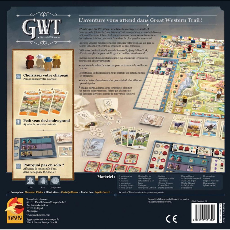 jeu : Great Western Trail 2.0
éditeur : Plan B Games
version française