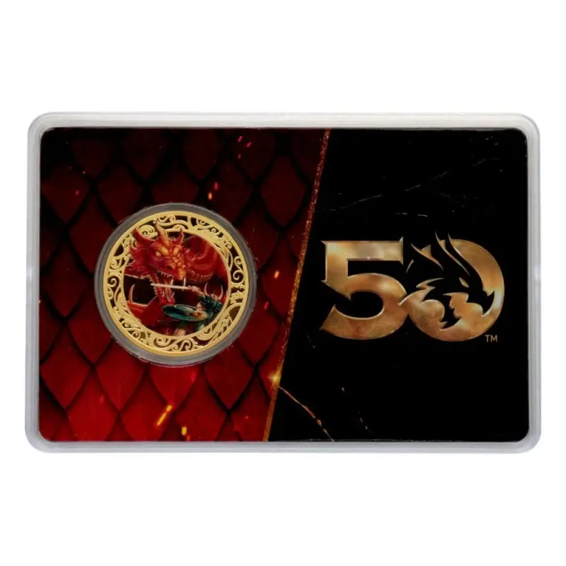 Dungeons & Dragons pièce de collection 50th Anniversary with Colour Print 24k Gold Plated Edition 4 cm        | 5060662469015