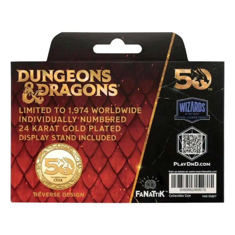 Dungeons & Dragons pièce de collection 50th Anniversary with Colour Print 24k Gold Plated Edition 4 cm        | 5060662469015