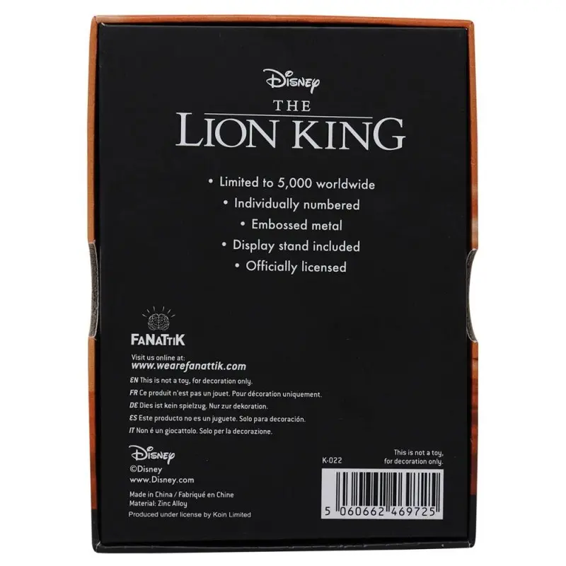 Le Roi lion Lingot de Collection Limited Edition  | 5060662469725