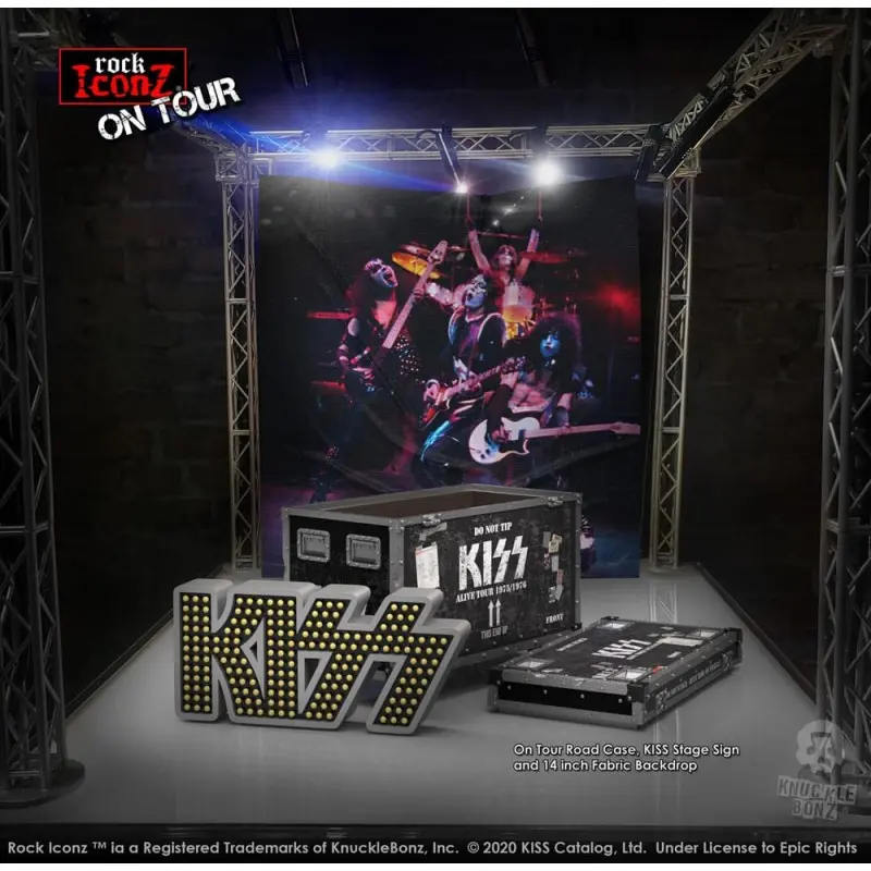 Kiss statuette Rock Ikonz On Tour caisse de tournée + décor de scène Alive! Tour | 0655646625195