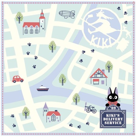 Studio Ghibli Hand Towel Kiki the Little Witch City Map 25 x 25 cm | 4992272876536