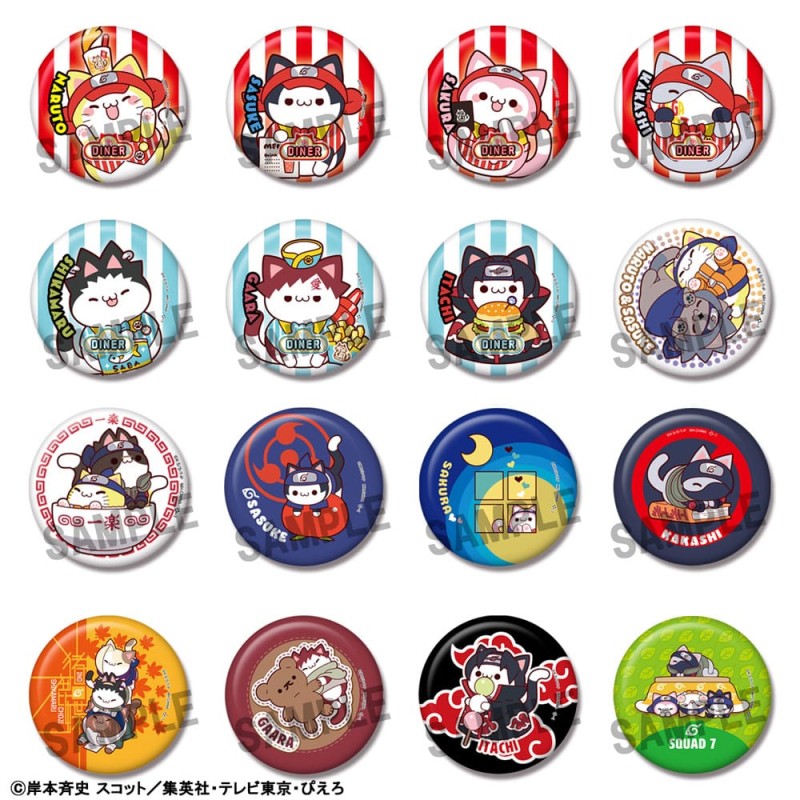 Naruto Assorted Mega Cat Project Nyaruto Badges! 5 cm (16) | 4535123842955