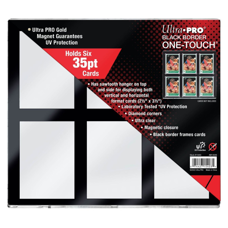 UP - 35PT 6-Card Black Border ONE-TOUCH Magnetic Holder