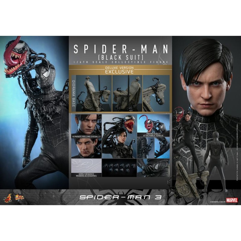 Spider-Man 3 Movie Masterpiece Figure 1/6 Spider-Man (Black Suit) (Deluxe Version) 30 cm | 4895228615800