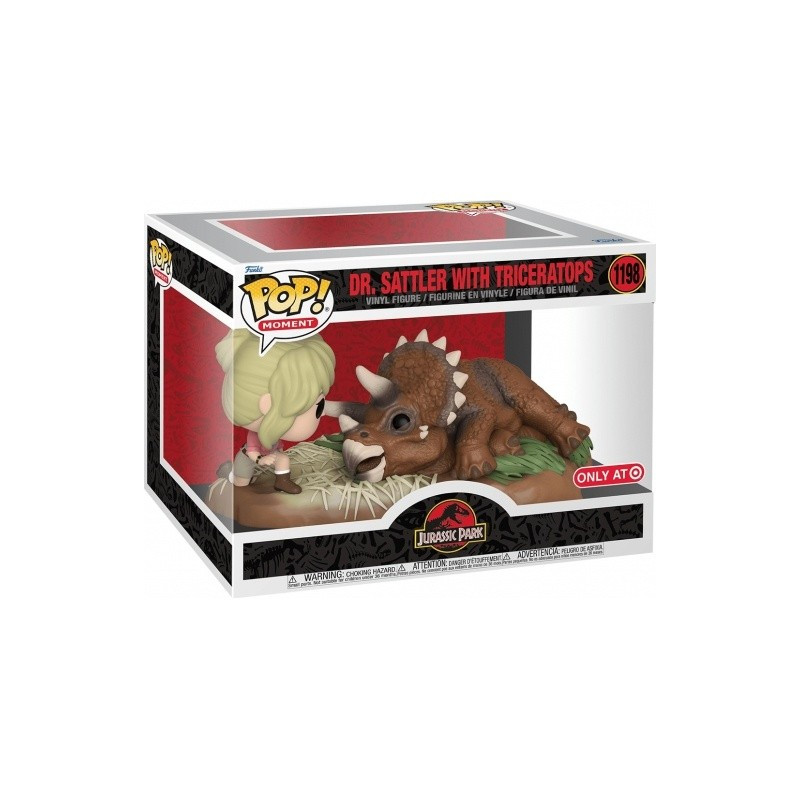 Jurassic Park Figuur Funko POP! Moment Vinyl Dr. Sattler met Triceratops Special Edition 9 cm