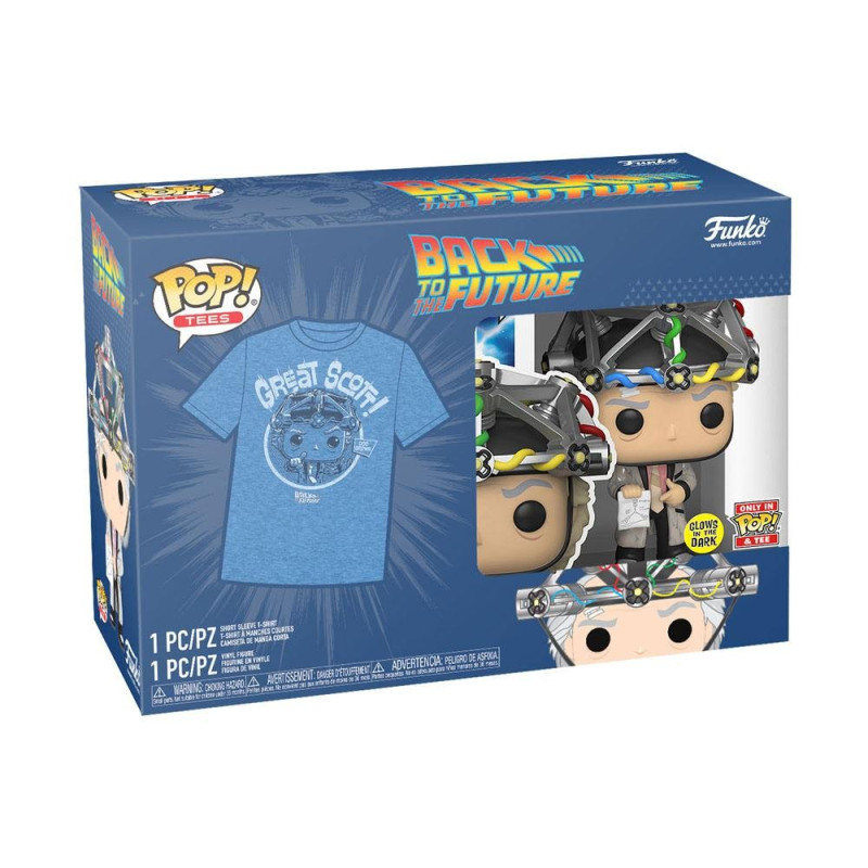 Terug naar de toekomst Funko POP! & Doc met helmbeeldje en T-shirt set