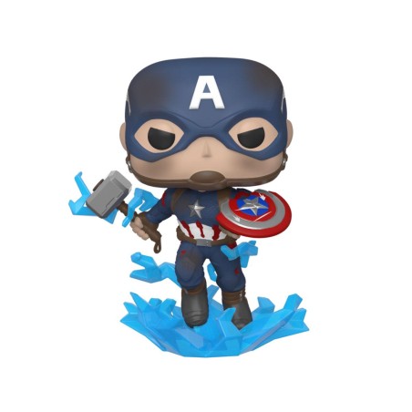 Avengers: Endgame POP! Movies Vinyl Figure Captain America w/Broken Shield & Mjölnir 9cm | 0889698451376