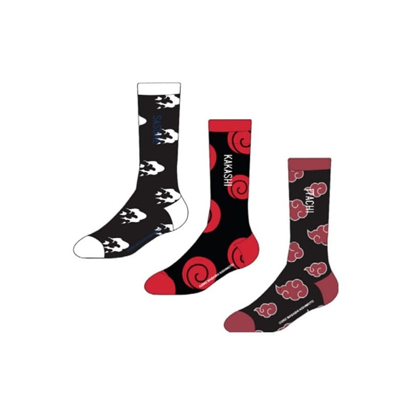 Naruto pack 3 paires de chaussettes Sasuke, Kakashi, Itachi 43-46 | 8718526672374
